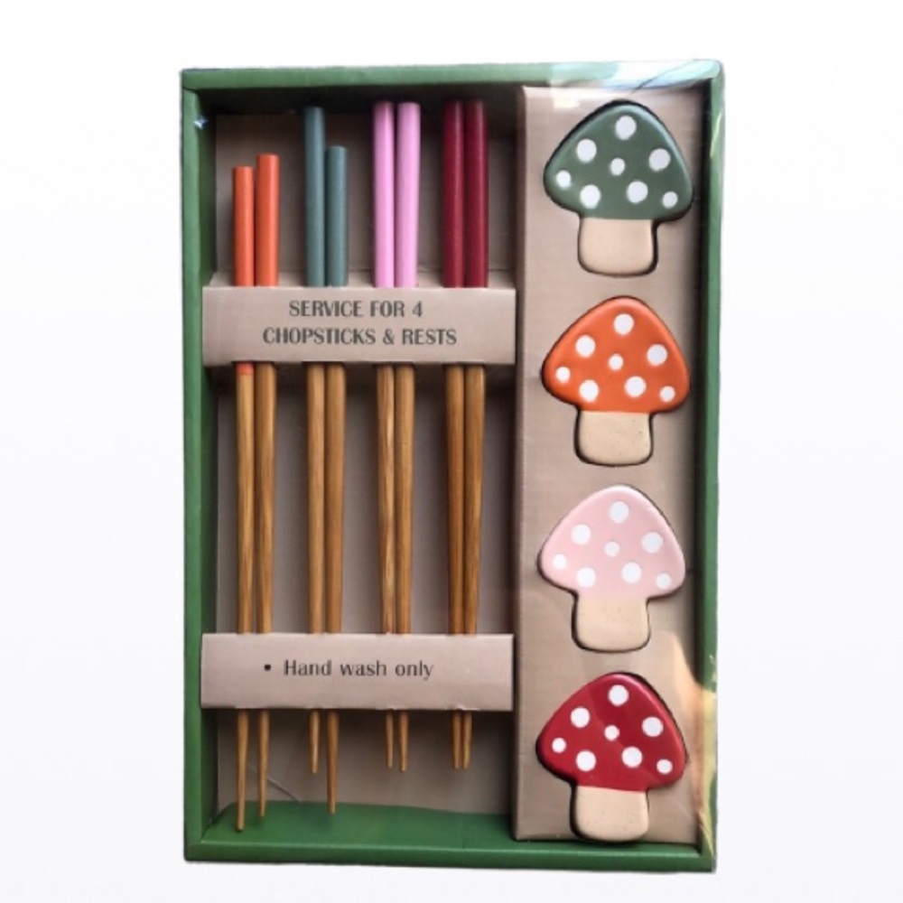 Bamboo Chopsticks and Mushroom Rests